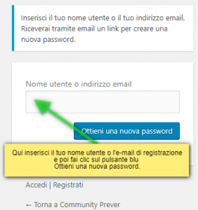 recupero password form per email
